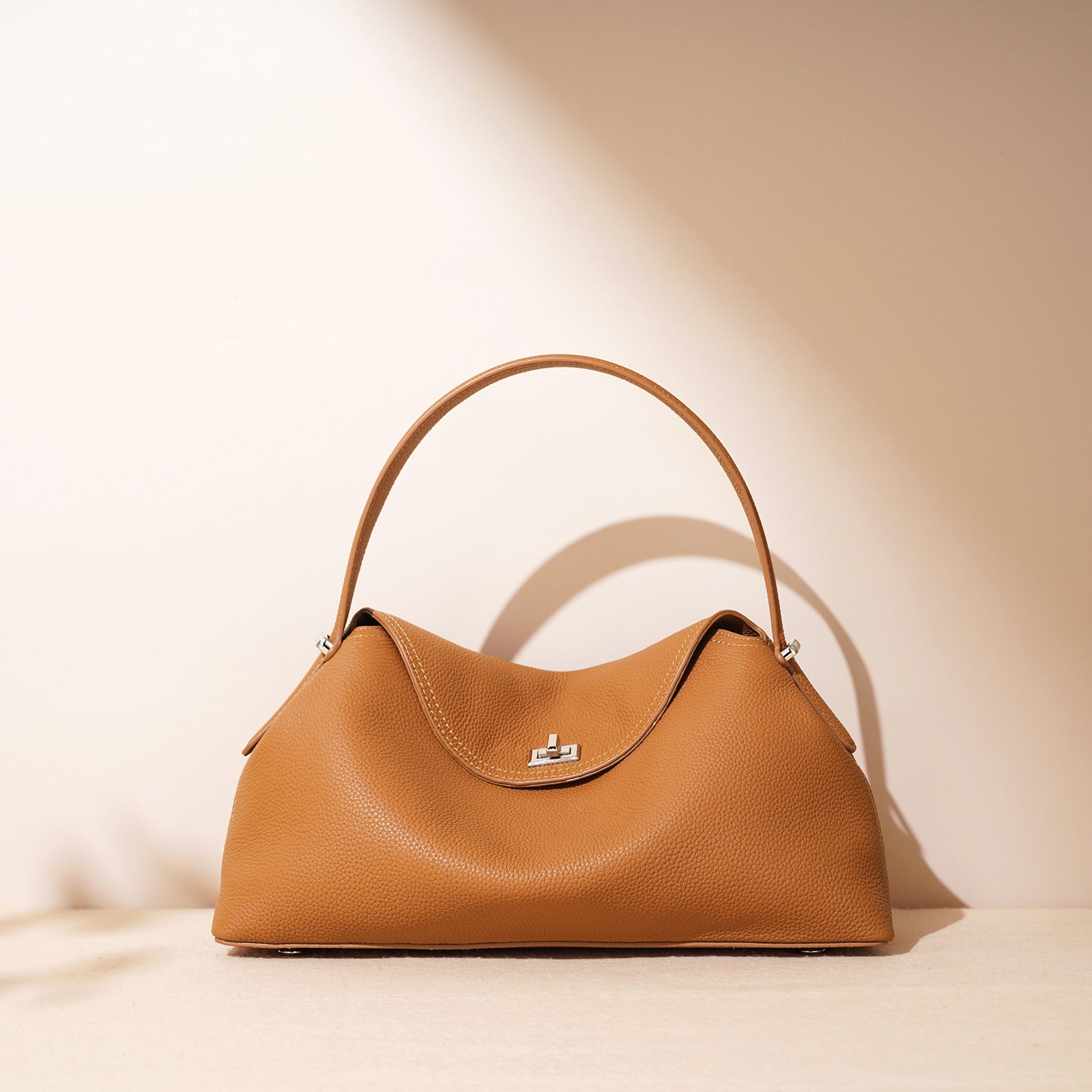2025 spring new shoulder messenger bag handbag advanced simple fashion all-match bag first layer cowhide genuine leather
