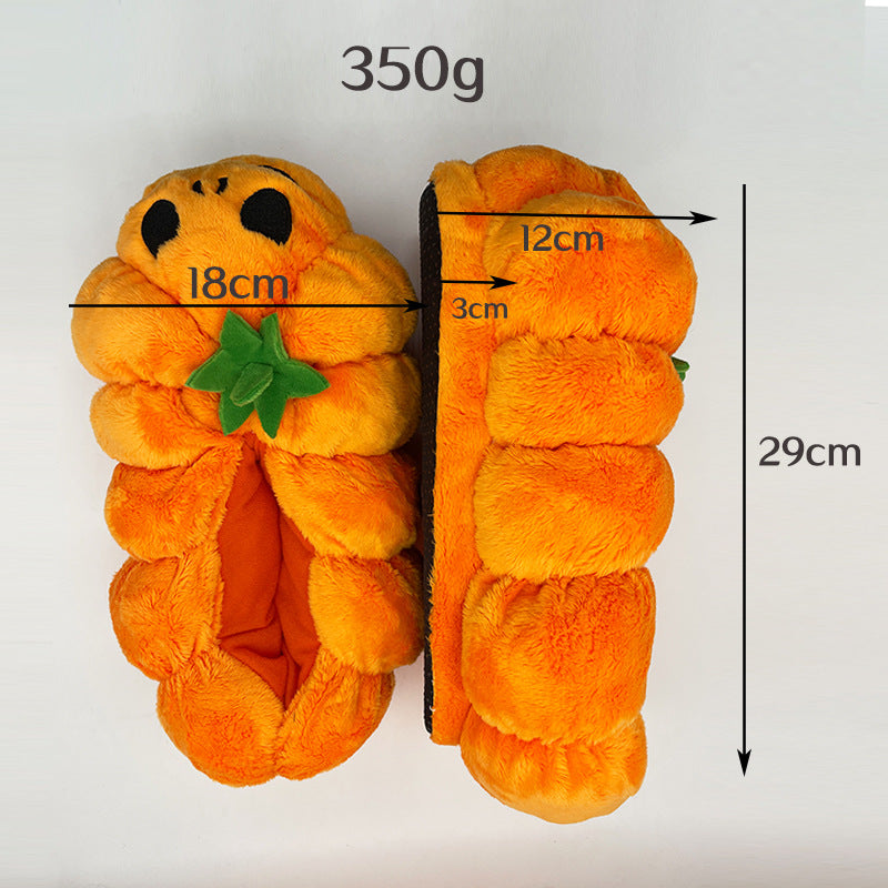 Spot cross-border hot product Halloween Pumpkin Slippers pumpkin plush slippers