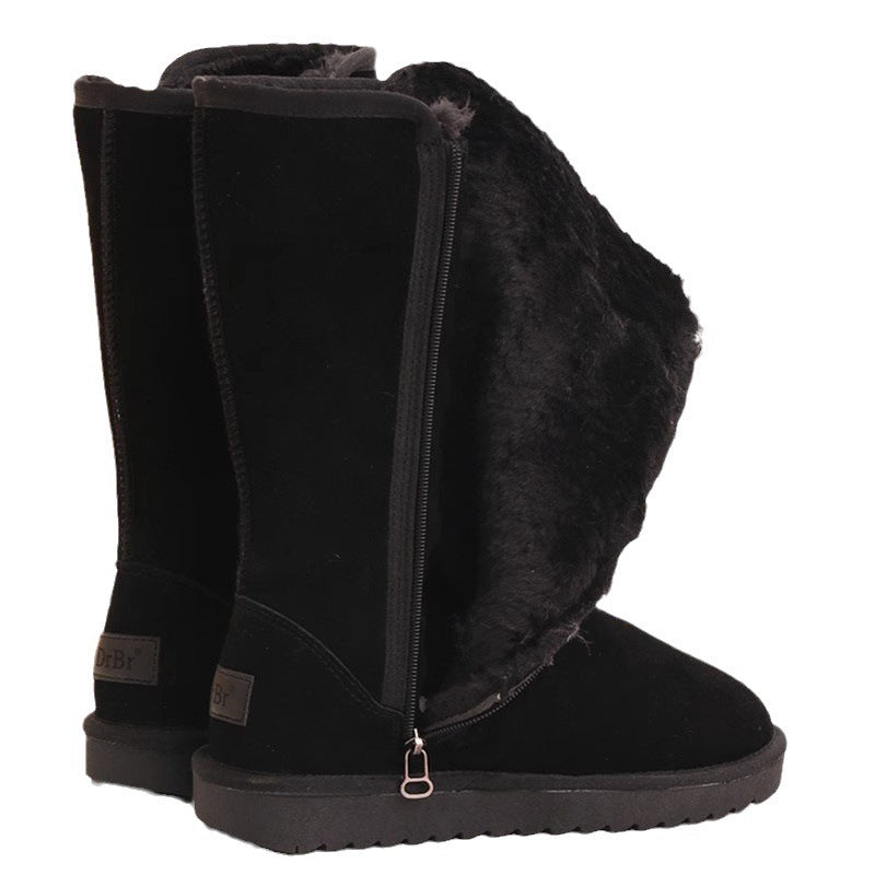 Cross-border long snow boots women's Korean version high-tube side zipper plus velvet thickened 2023 winter new snow cotton boots women