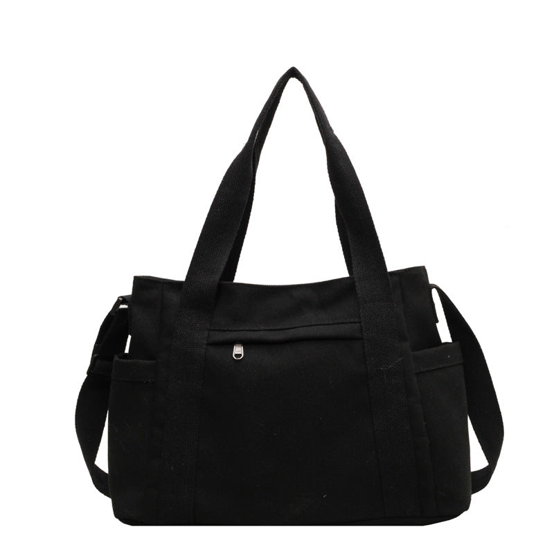 Foreign trade new large capacity canvas shoulder bag women's messenger bag simple solid color handbag large capacity tote bag