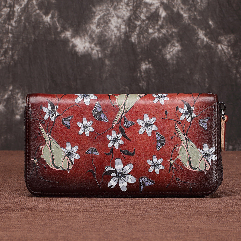 New women's clutch bag retro ladies zipper bag first layer cowhide retro genuine leather European and American ladies wallet