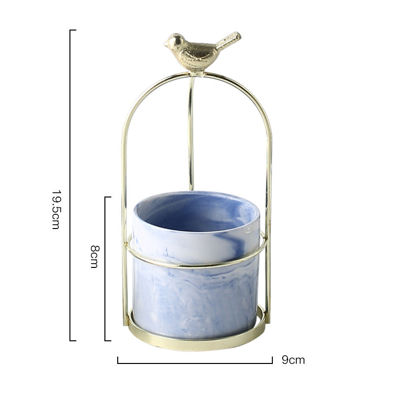 ins Nordic portable small vase creative iron art dried flower vase table ceramic bow succulent flower pot ornaments