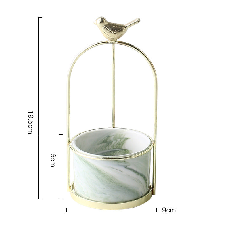 ins Nordic portable small vase creative iron art dried flower vase table ceramic bow succulent flower pot ornaments