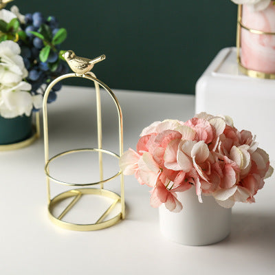 ins Nordic portable small vase creative iron art dried flower vase table ceramic bow succulent flower pot ornaments