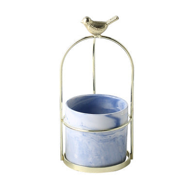 ins Nordic portable small vase creative iron art dried flower vase table ceramic bow succulent flower pot ornaments