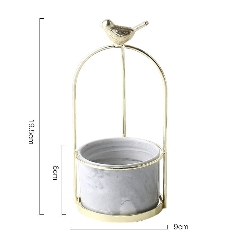 ins Nordic portable small vase creative iron art dried flower vase table ceramic bow succulent flower pot ornaments
