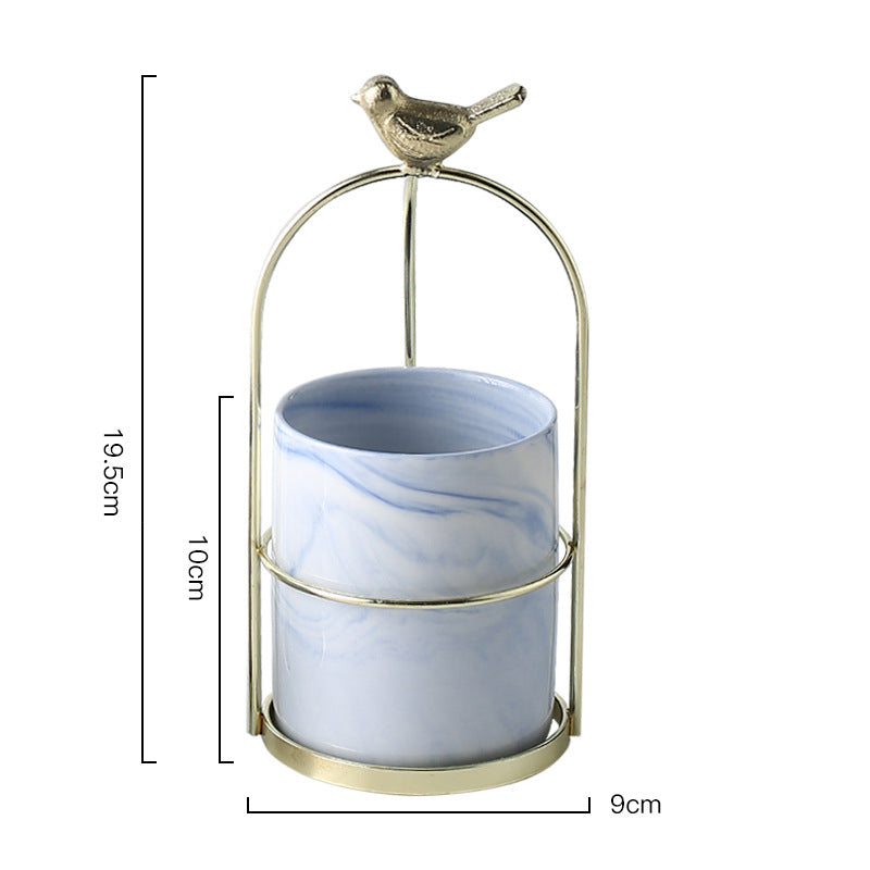 ins Nordic portable small vase creative iron art dried flower vase table ceramic bow succulent flower pot ornaments