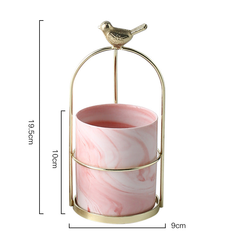 ins Nordic portable small vase creative iron art dried flower vase table ceramic bow succulent flower pot ornaments