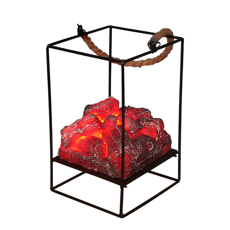 Cross-border European imitation charcoal flame lamp LED decorative lamp iron ornaments Christmas Halloween scene layout props