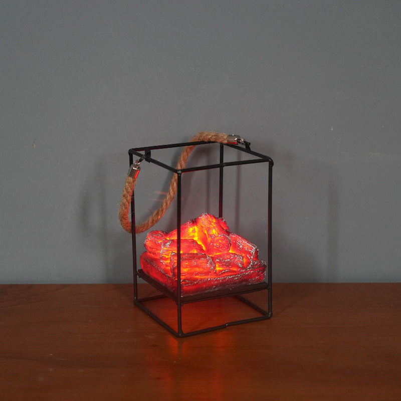 Cross-border European imitation charcoal flame lamp LED decorative lamp iron ornaments Christmas Halloween scene layout props