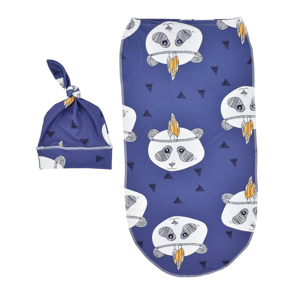 Cross-border European and American baby sleeping bag, baby anti-startle swaddle, super soft elastic baby cocoon sleeping bag and fetal hat set