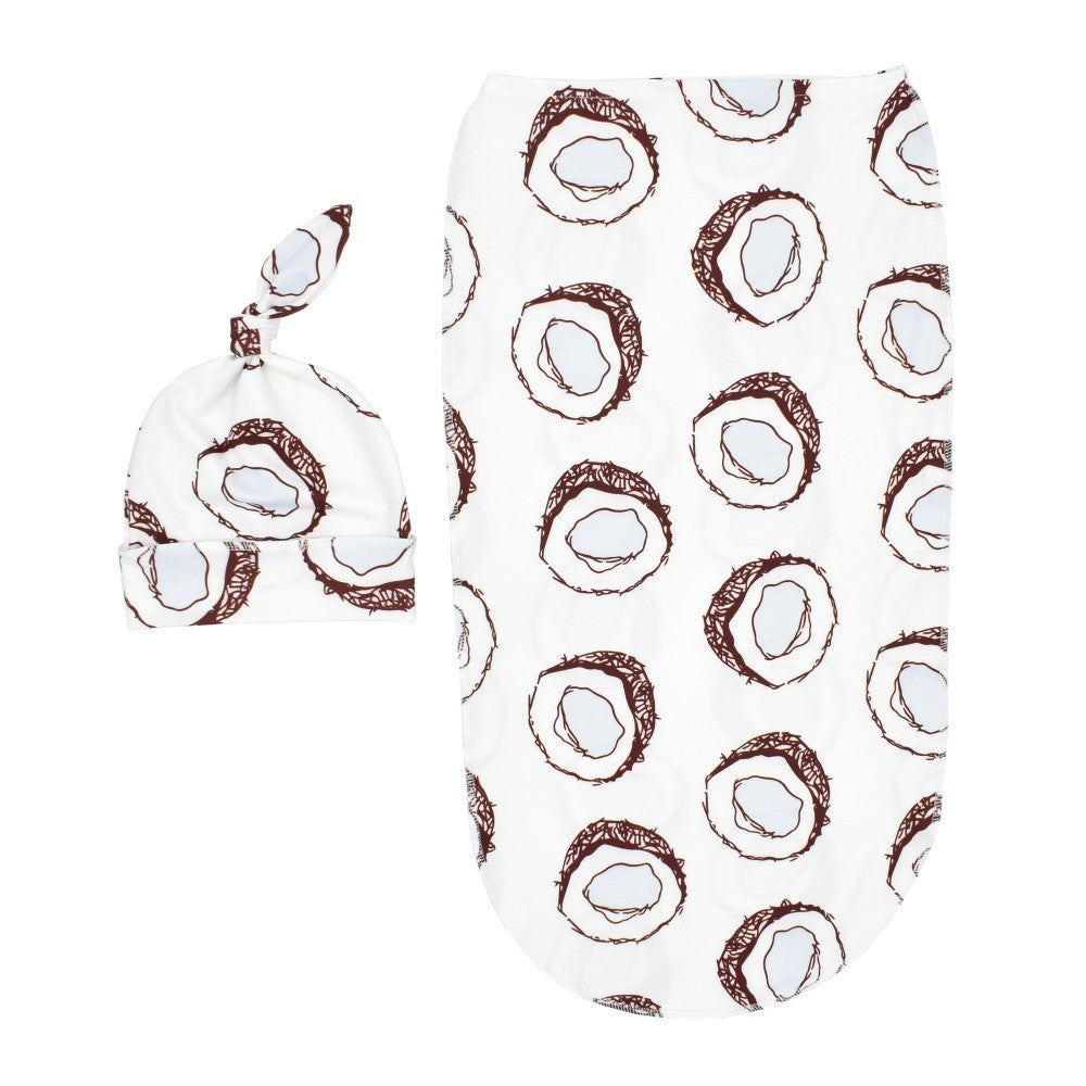Cross-border European and American baby sleeping bag, baby anti-startle swaddle, super soft elastic baby cocoon sleeping bag and fetal hat set