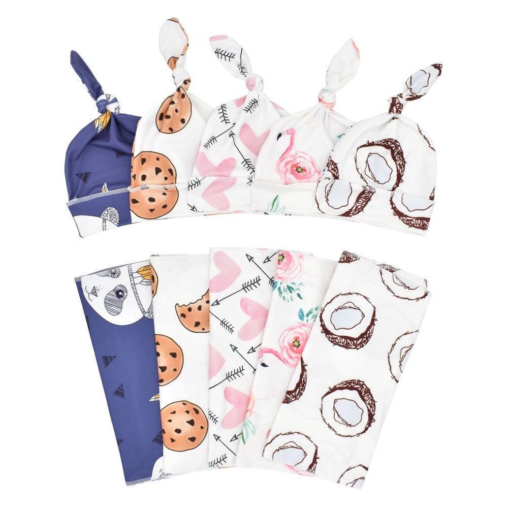 Cross-border European and American baby sleeping bag, baby anti-startle swaddle, super soft elastic baby cocoon sleeping bag and fetal hat set
