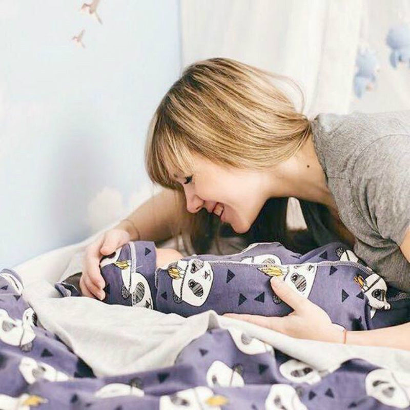 Cross-border European and American baby sleeping bag, baby anti-startle swaddle, super soft elastic baby cocoon sleeping bag and fetal hat set