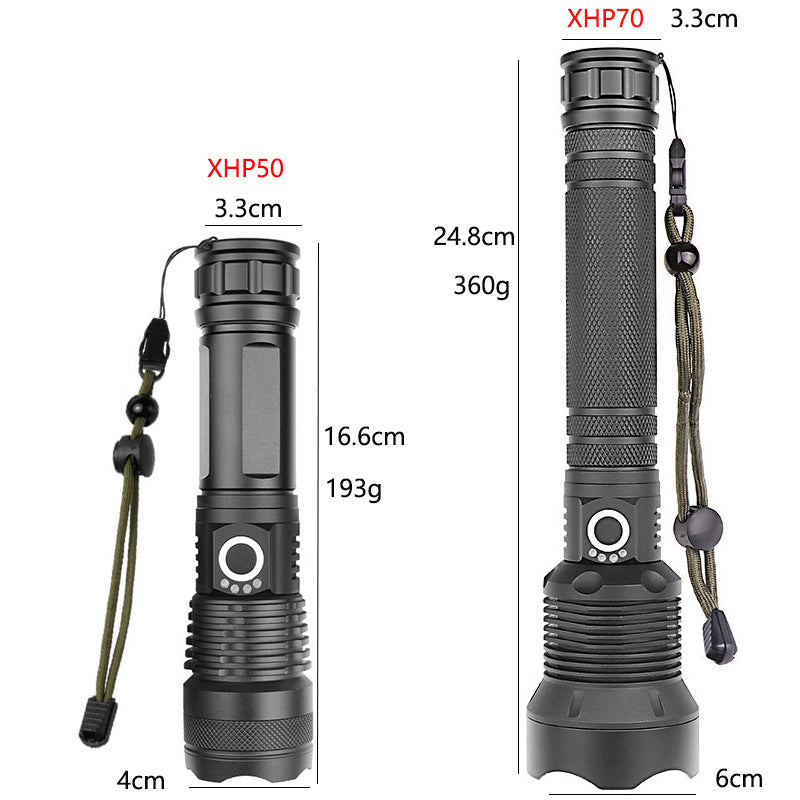 Cross-border P70 high-intensity flashlight outdoor waterproof USB rechargeable telescopic zoom high-power LED flashlight