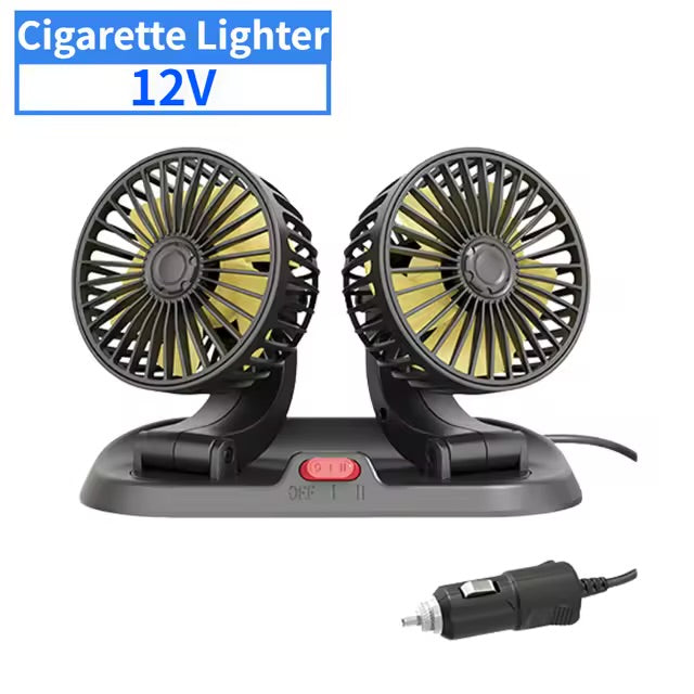 Car mini five-blade 360°rotatable fan creative adjustment wind power stop sign fan car supplies