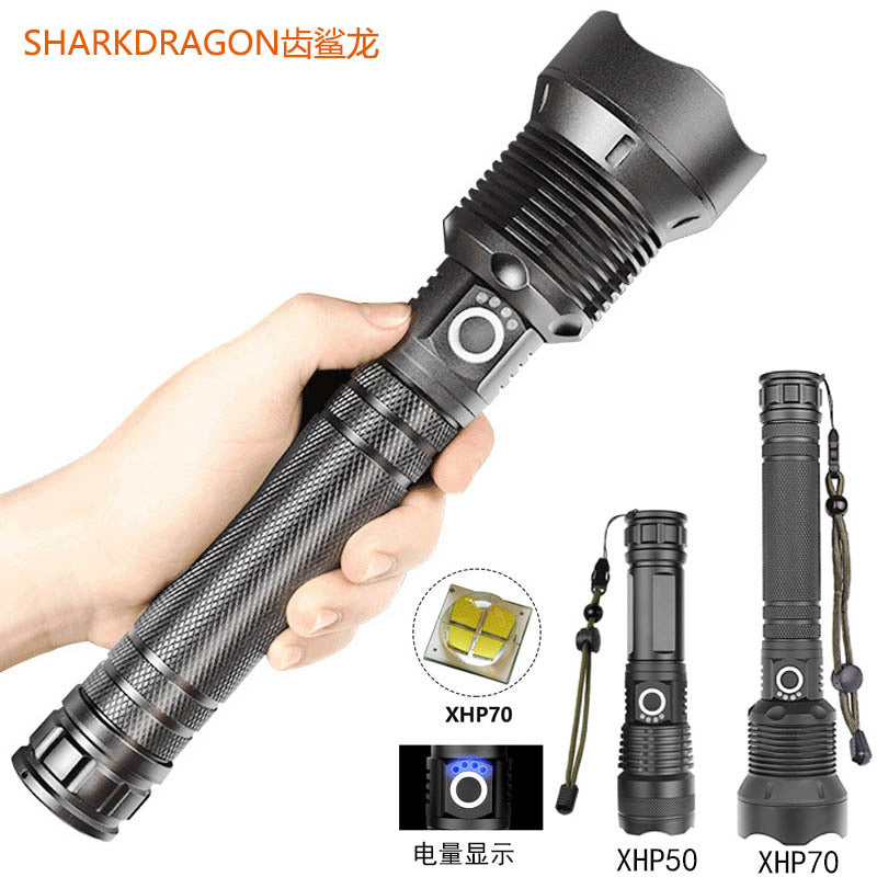 Cross-border P70 high-intensity flashlight outdoor waterproof USB rechargeable telescopic zoom high-power LED flashlight
