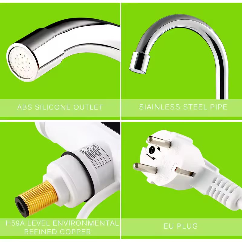 3000W Temperature Display Instant Hot Water Tap Tankless Electric Faucet Kitchen Instant Hot Faucet Water Heater Water Heating