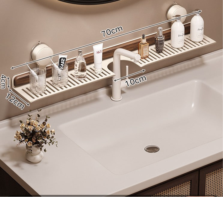 Walnut suction cup faucet rack bathroom punch-free wall-mounted bathroom wash basin sink storage rack