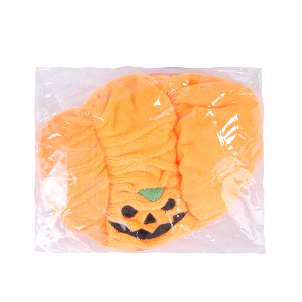 Factory Direct Sale Pet Halloween Pumpkin Hat Teddy Costume Headdress Cat Showing Ears Cat Headgear