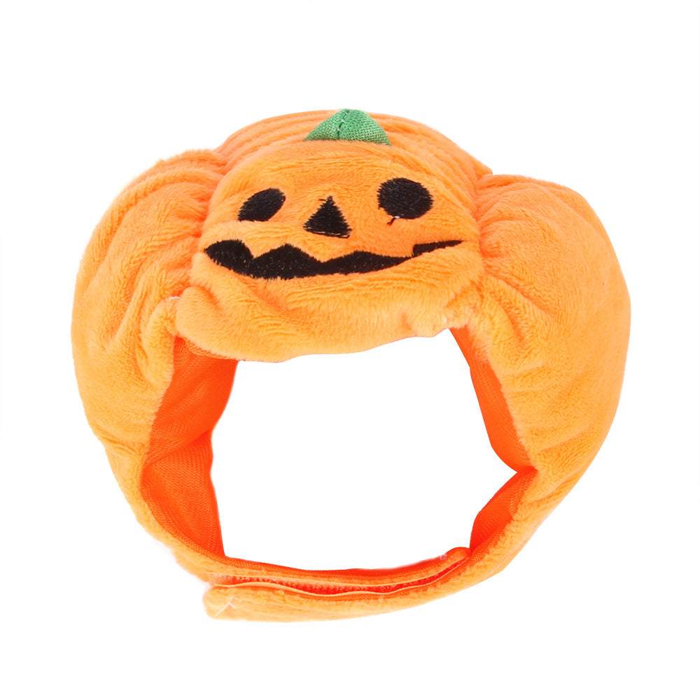 Factory Direct Sale Pet Halloween Pumpkin Hat Teddy Costume Headdress Cat Showing Ears Cat Headgear