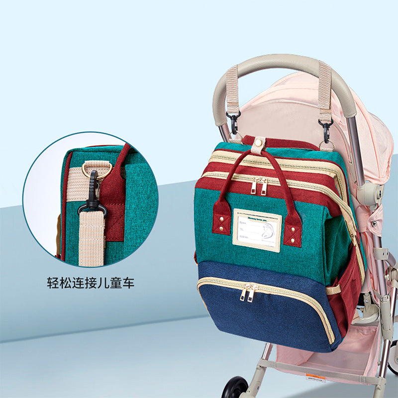 New bed bag two in one mother and baby bag USB portable multifunctional mom bag baby bed mommy bag backpack