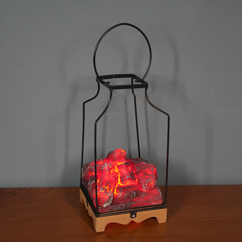 Cross-border European imitation charcoal flame lamp LED decorative lamp iron ornaments Christmas Halloween scene layout props