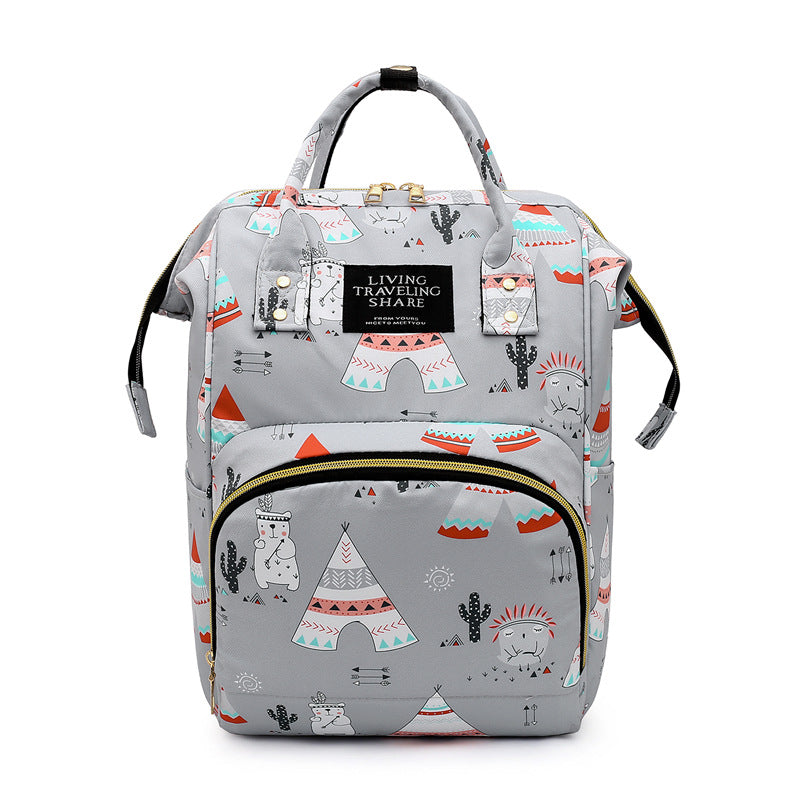 Mommy Bag Ultralight Backpack Printed Pregnant Women Mother and Baby Multifunctional Large Capacity Mommy Bag for Outing
