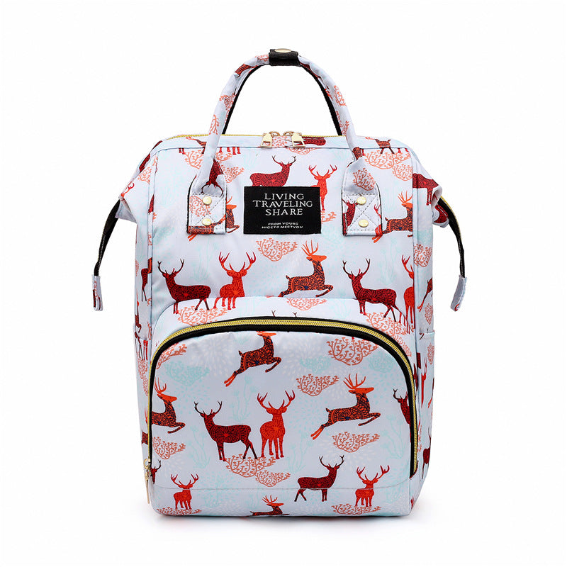Mommy Bag Ultralight Backpack Printed Pregnant Women Mother and Baby Multifunctional Large Capacity Mommy Bag for Outing