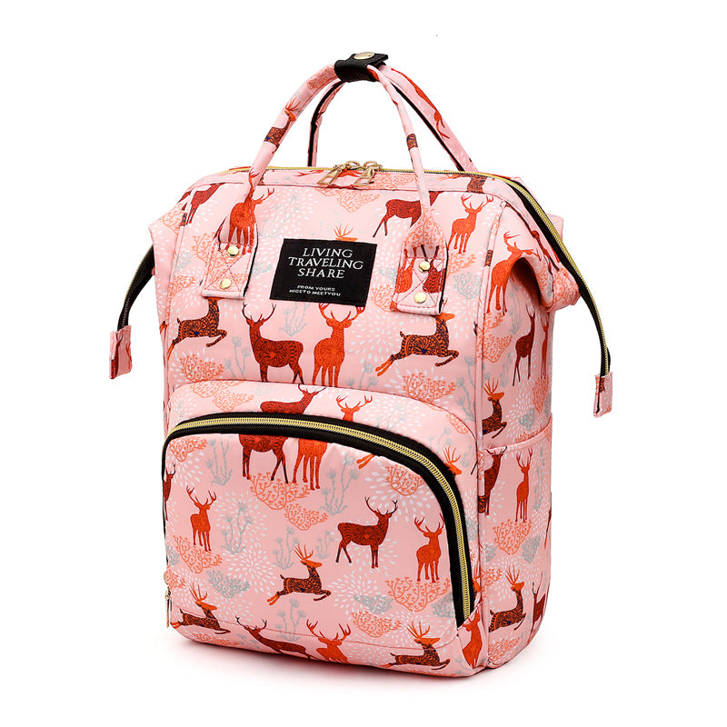 Mommy Bag Ultralight Backpack Printed Pregnant Women Mother and Baby Multifunctional Large Capacity Mommy Bag for Outing