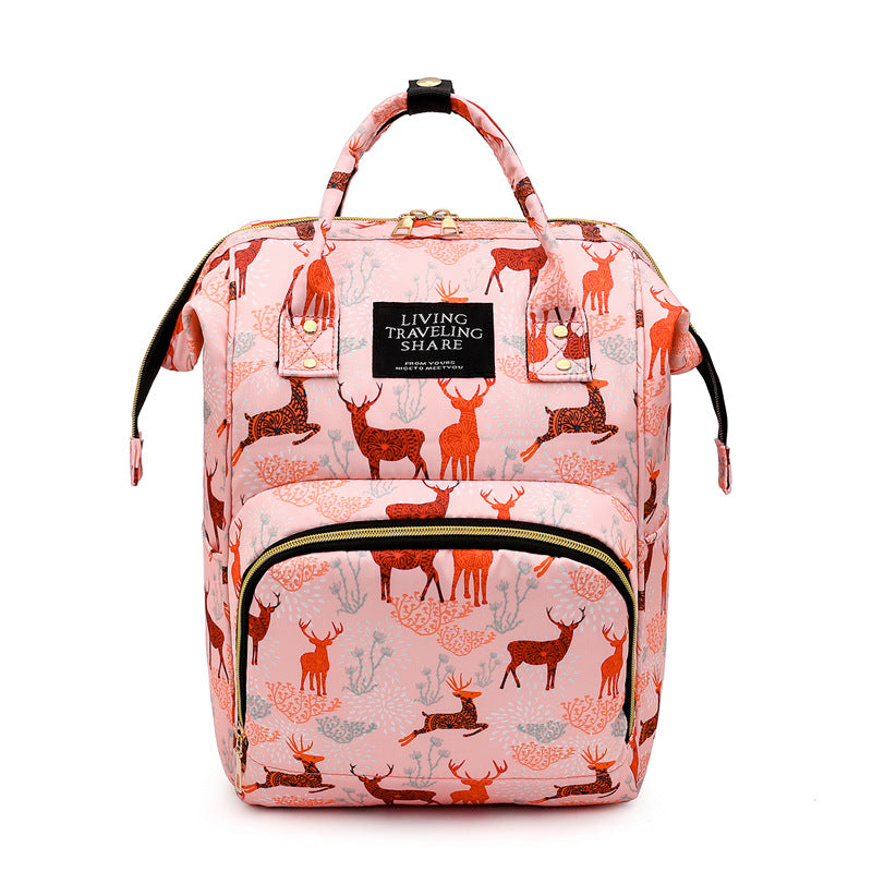 Mommy Bag Ultralight Backpack Printed Pregnant Women Mother and Baby Multifunctional Large Capacity Mommy Bag for Outing