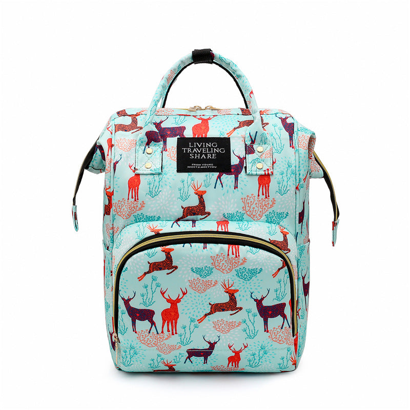 Mommy Bag Ultralight Backpack Printed Pregnant Women Mother and Baby Multifunctional Large Capacity Mommy Bag for Outing