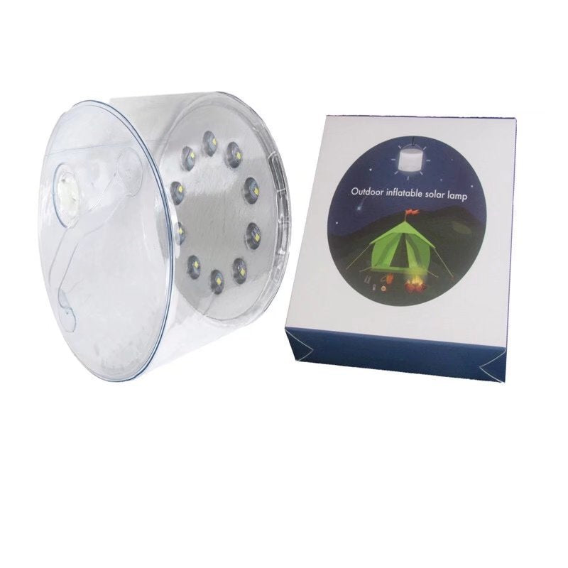 Cross-border convenient stretch outdoor waterproof solar camping LED folding mountaineering inflatable garden light