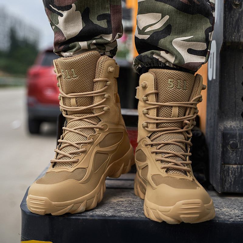 Cross-border Large Size High-top Military Boots for Men Hiking Shoes Engineer Tactical Combat Boots Desert Work Boots Manufacturer