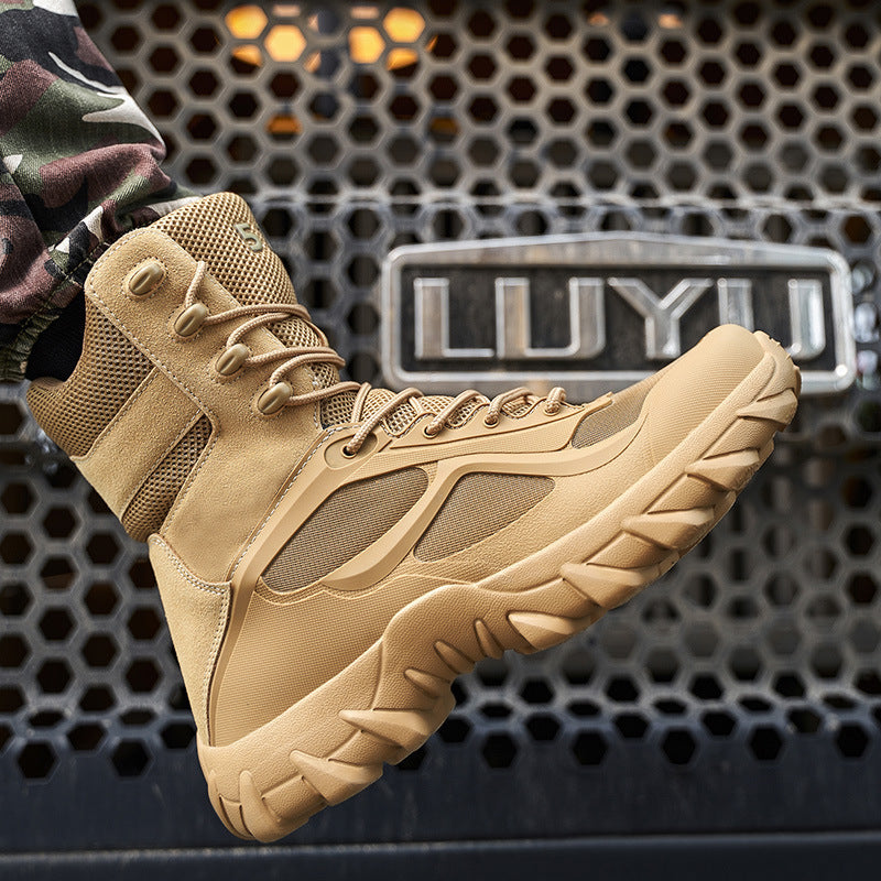 Cross-border Large Size High-top Military Boots for Men Hiking Shoes Engineer Tactical Combat Boots Desert Work Boots Manufacturer