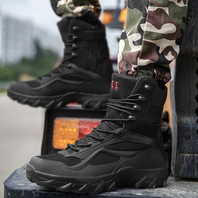Cross-border Large Size High-top Military Boots for Men Hiking Shoes Engineer Tactical Combat Boots Desert Work Boots Manufacturer