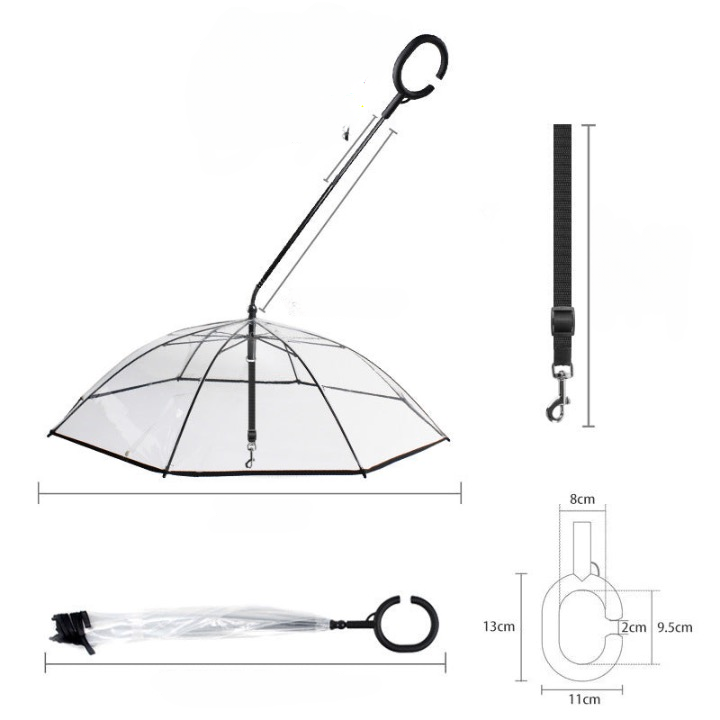 Transparent Pet Umbrella Dog C-shaped Umbrella Pet Products Factory Direct Sales Adjustable Rainy Day Dog Walking Leash