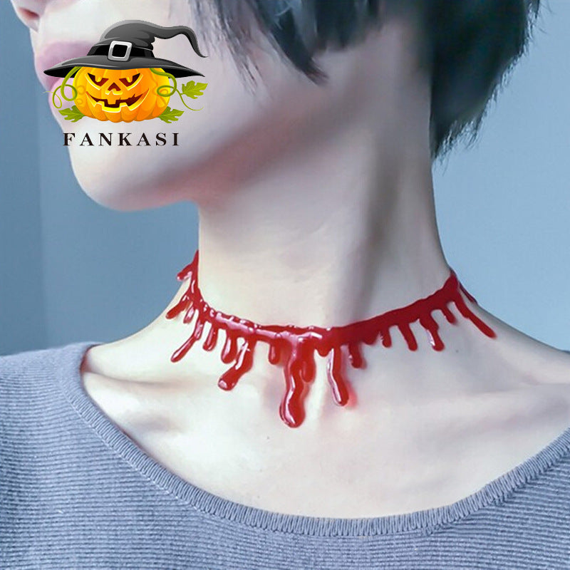 Halloween decoration horror vampire dark blood necklace KTV haunted house creative personalized bleeding necklace