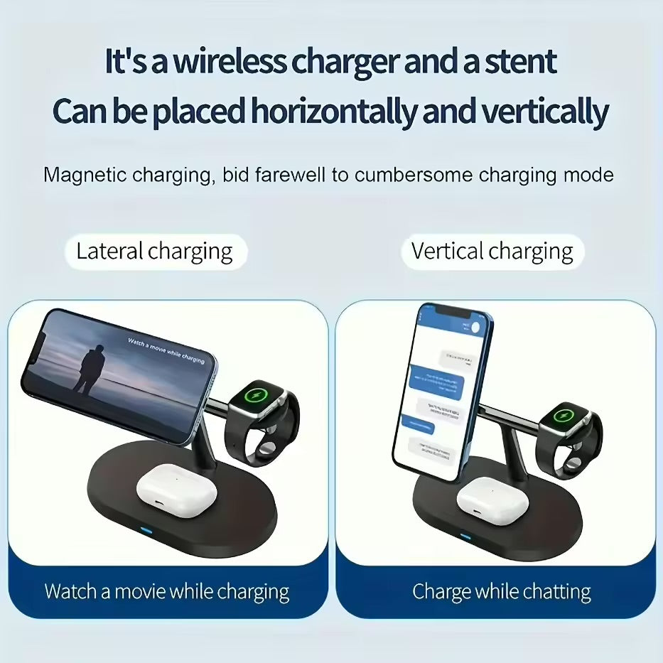 Three-in-one wireless charger suitable for Apple mobile phones, Huawei mobile phones, magnetic charging, earphones, watches and wireless chargers