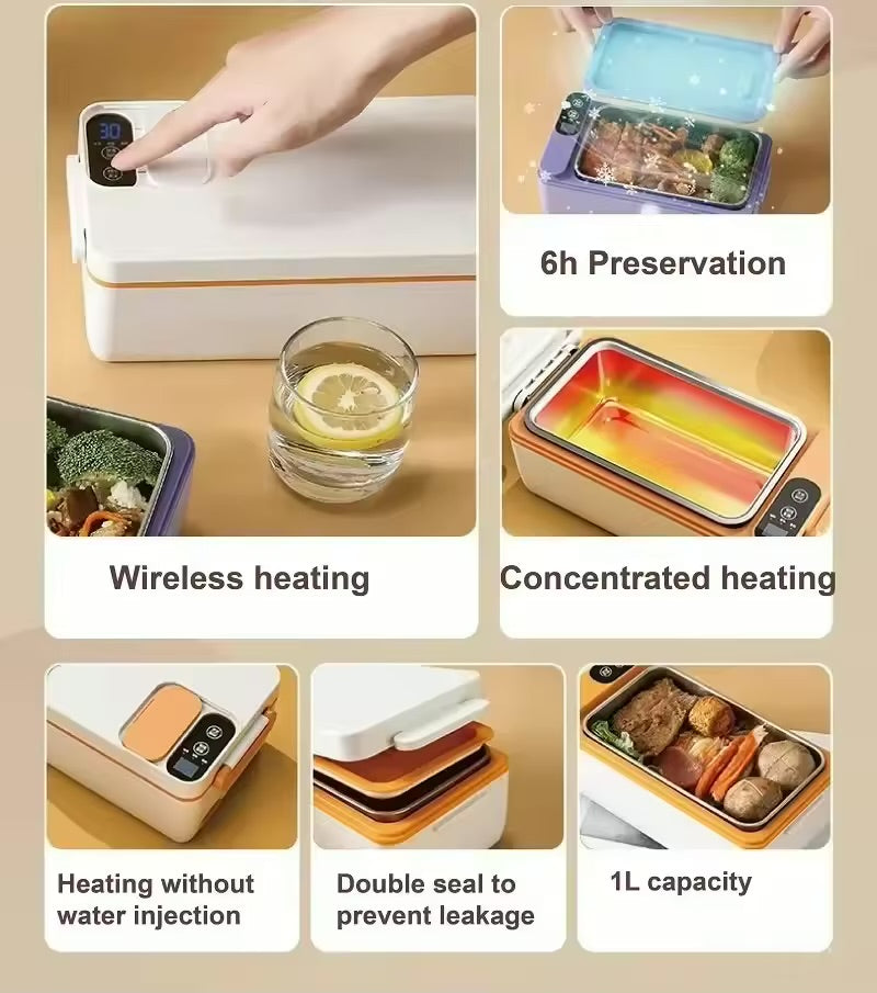 Insulated electric lunch box 304 stainless steel rechargeable lunch box portable office worker insulation rechargeable insulation box