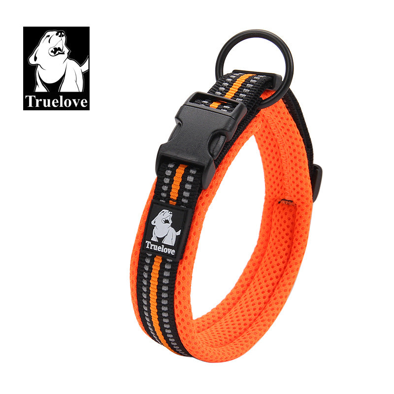 Truelove Pet Dog Collar Traction Adjustable Reflective Breathable Soft Mesh Foreign Trade Cross-border Amazon