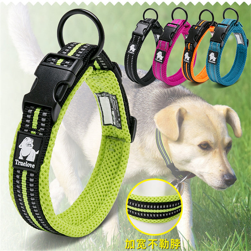 Truelove Pet Dog Collar Traction Adjustable Reflective Breathable Soft Mesh Foreign Trade Cross-border Amazon