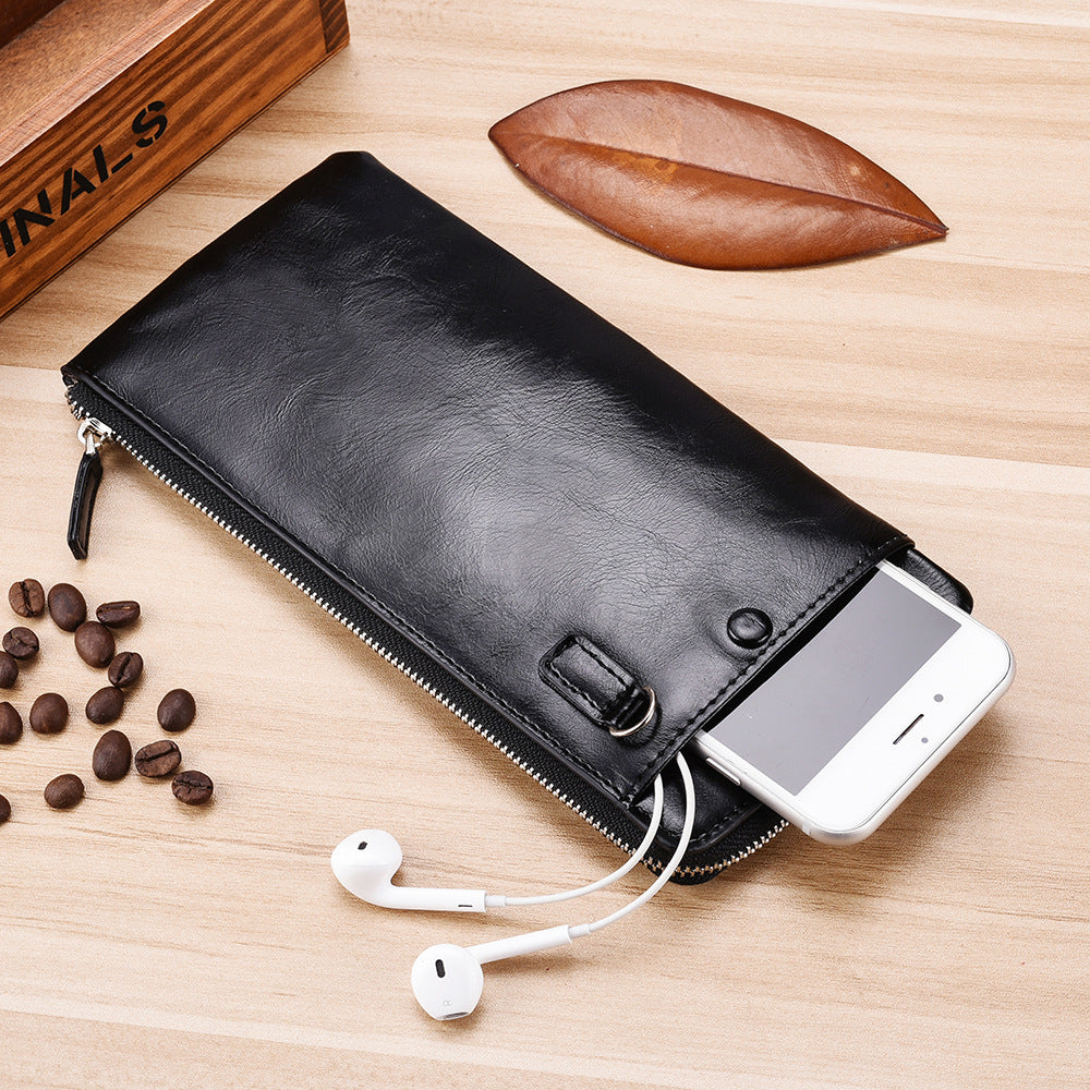 DEABOLAR cross-border new men's long wallet Korean version youth zipper men's mobile phone bag ultra-thin wallet