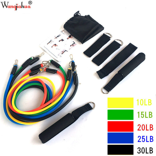 11-piece set of puller fitness pull rope resistance elastic band set strength training rubber band door puller