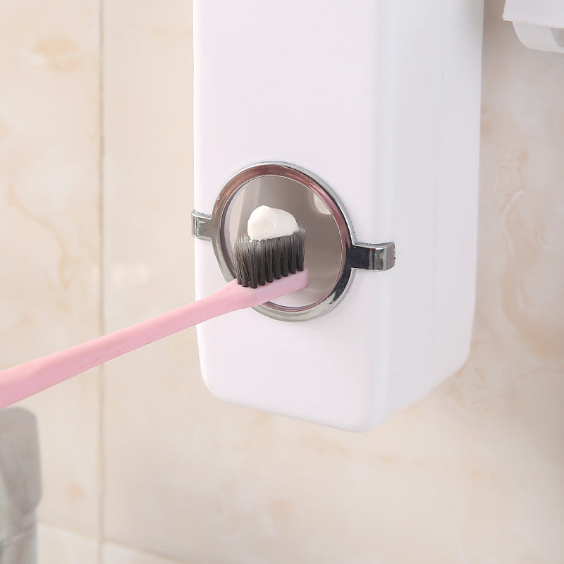 Creative toothpaste squeezer, bathroom punch-free toothpaste automatic squeezer, multifunctional wall-mounted toothbrush storage rack