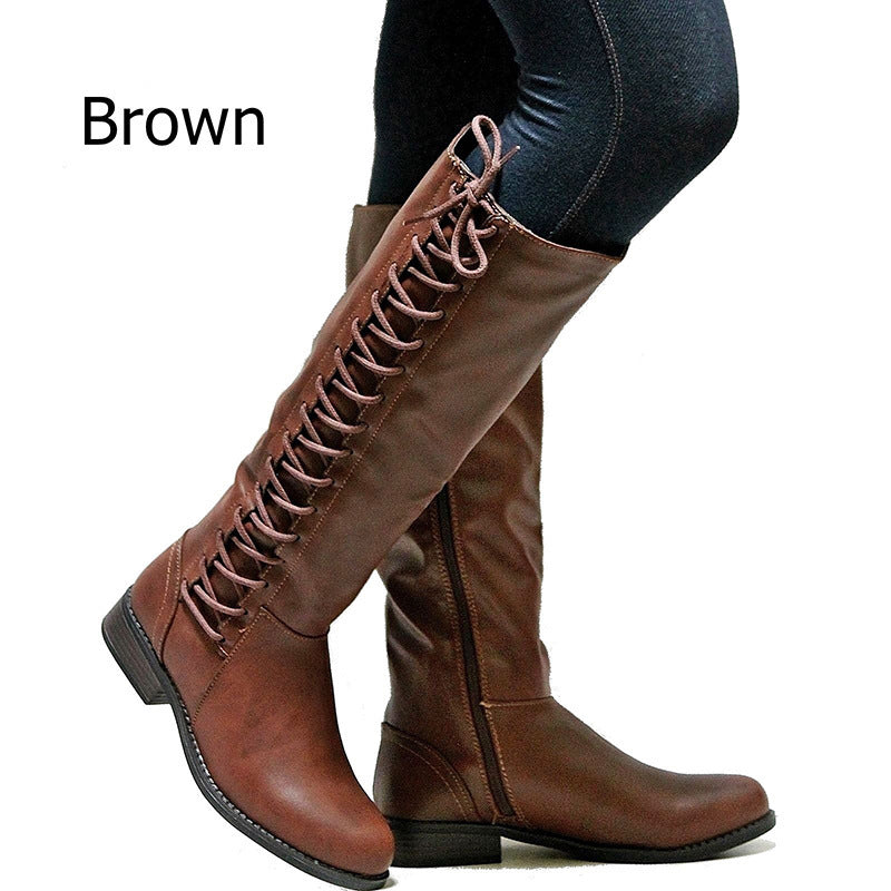 40-43 autumn and winter fine foreign trade smooth women's boots wish Amazon AliExpress style European and American fashion