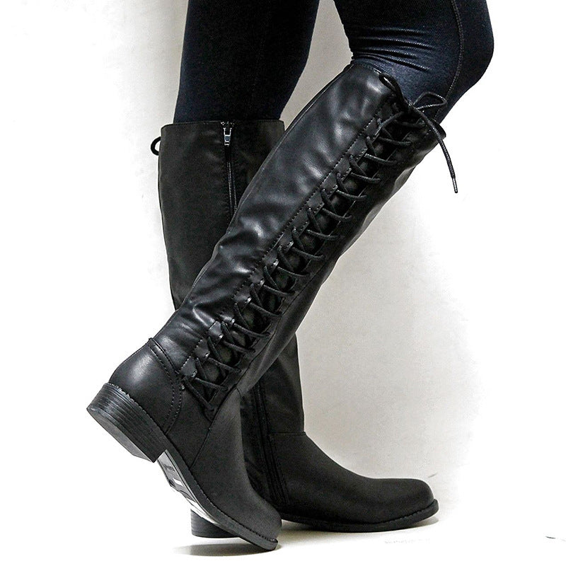40-43 autumn and winter fine foreign trade smooth women's boots wish Amazon AliExpress style European and American fashion