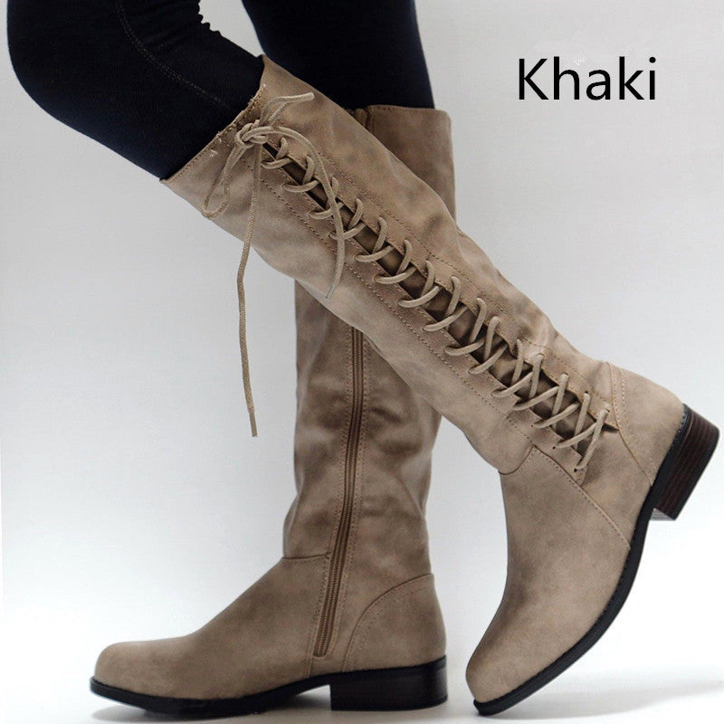 40-43 autumn and winter fine foreign trade smooth women's boots wish Amazon AliExpress style European and American fashion