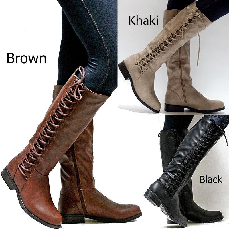 40-43 autumn and winter fine foreign trade smooth women's boots wish Amazon AliExpress style European and American fashion
