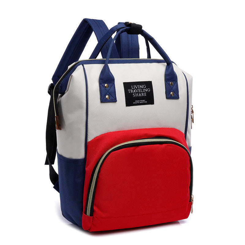 Mommy bag 2025 new Korean style fashion canvas color matching backpack women's bag Baoma milk bottle bag